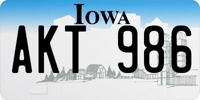 IA license plate AKT986