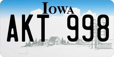IA license plate AKT998