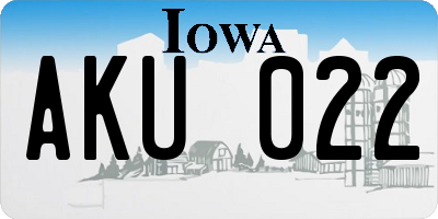IA license plate AKU022