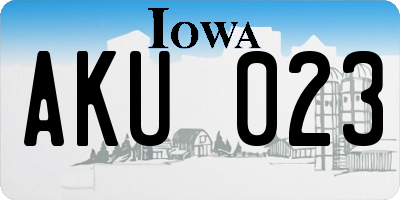 IA license plate AKU023