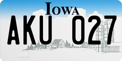 IA license plate AKU027