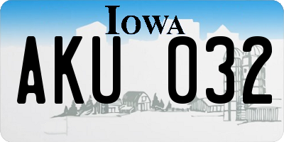 IA license plate AKU032