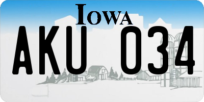 IA license plate AKU034