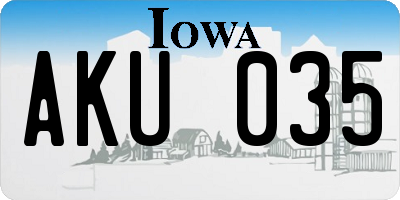 IA license plate AKU035