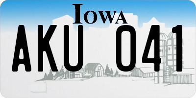 IA license plate AKU041
