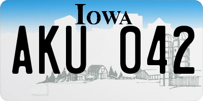 IA license plate AKU042