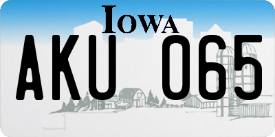IA license plate AKU065