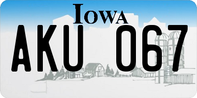IA license plate AKU067