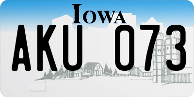 IA license plate AKU073