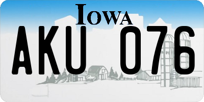 IA license plate AKU076