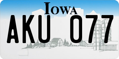 IA license plate AKU077