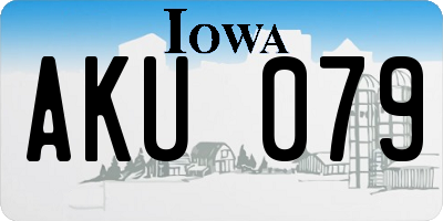 IA license plate AKU079