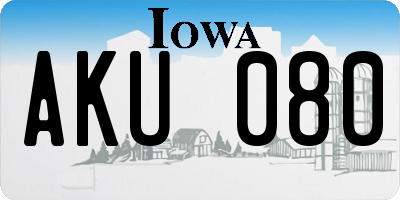 IA license plate AKU080