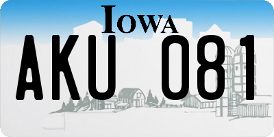 IA license plate AKU081