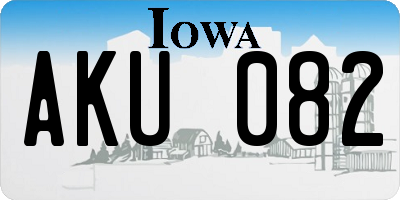 IA license plate AKU082