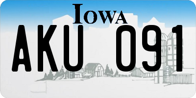 IA license plate AKU091