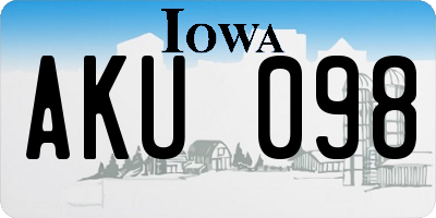 IA license plate AKU098
