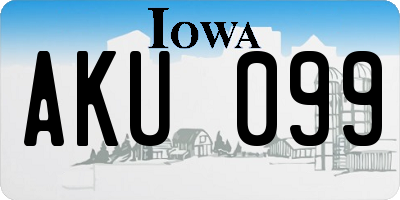 IA license plate AKU099