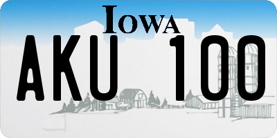 IA license plate AKU100
