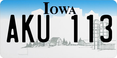 IA license plate AKU113