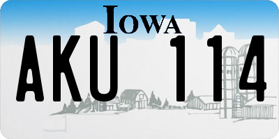 IA license plate AKU114