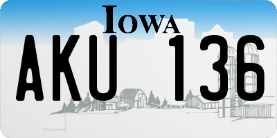 IA license plate AKU136