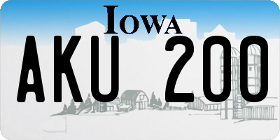 IA license plate AKU200