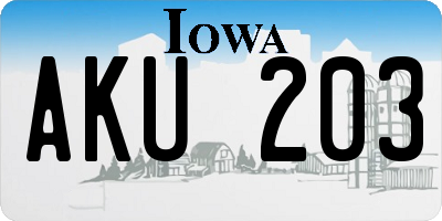 IA license plate AKU203