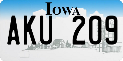 IA license plate AKU209