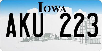 IA license plate AKU223