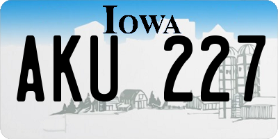 IA license plate AKU227