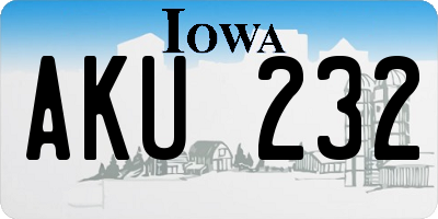 IA license plate AKU232