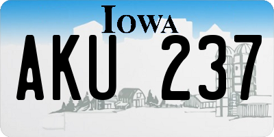 IA license plate AKU237