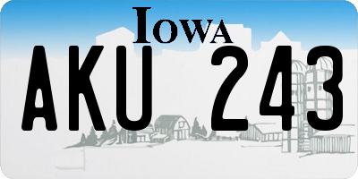 IA license plate AKU243