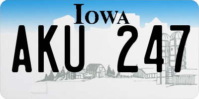 IA license plate AKU247