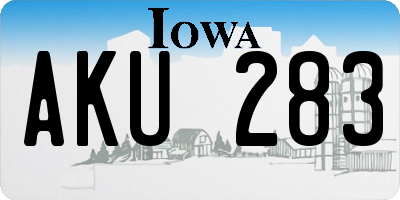 IA license plate AKU283