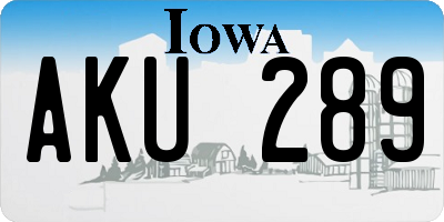 IA license plate AKU289