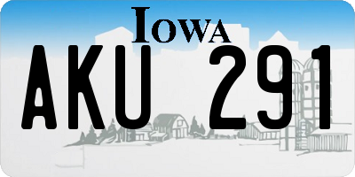 IA license plate AKU291