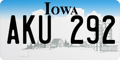 IA license plate AKU292