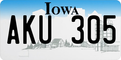 IA license plate AKU305