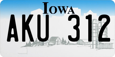 IA license plate AKU312