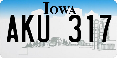 IA license plate AKU317