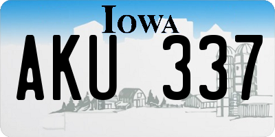 IA license plate AKU337