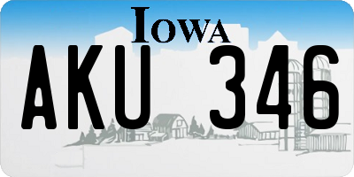IA license plate AKU346