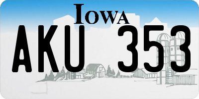 IA license plate AKU353