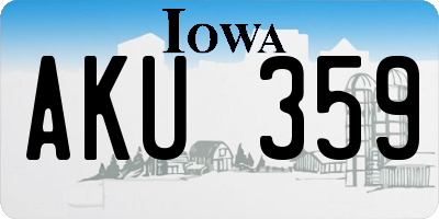 IA license plate AKU359