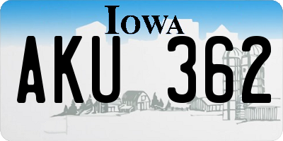 IA license plate AKU362