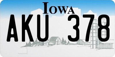 IA license plate AKU378
