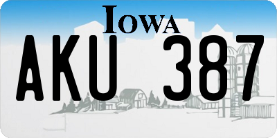 IA license plate AKU387
