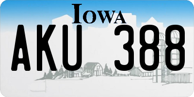 IA license plate AKU388